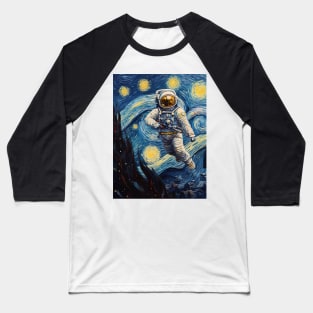 astronaut floating in the space based on van gogh paint Baseball T-Shirt